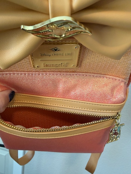 Loungefly Exclusive Disney Cruise Line Orange Sequin Minnie Ear Mini Backpack main image 4